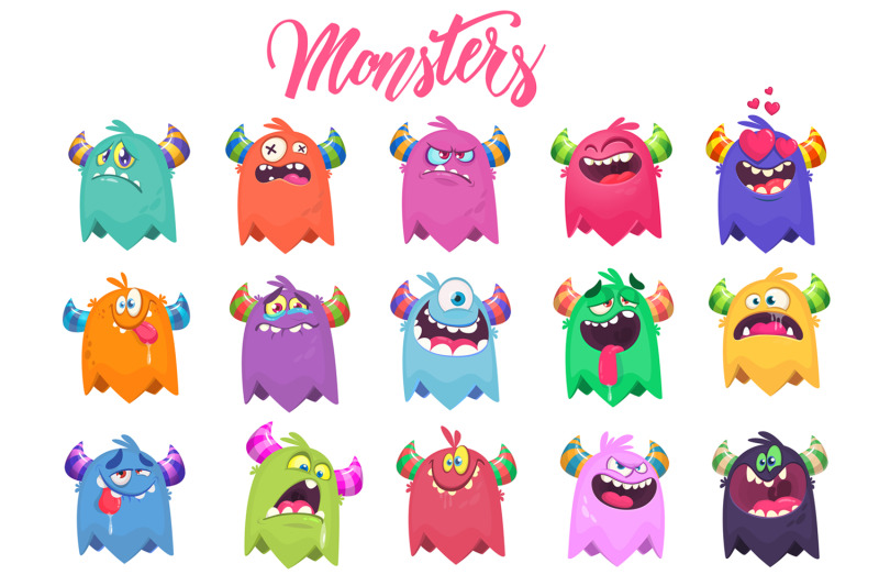 cartoon-monsters-set-vector-illustration