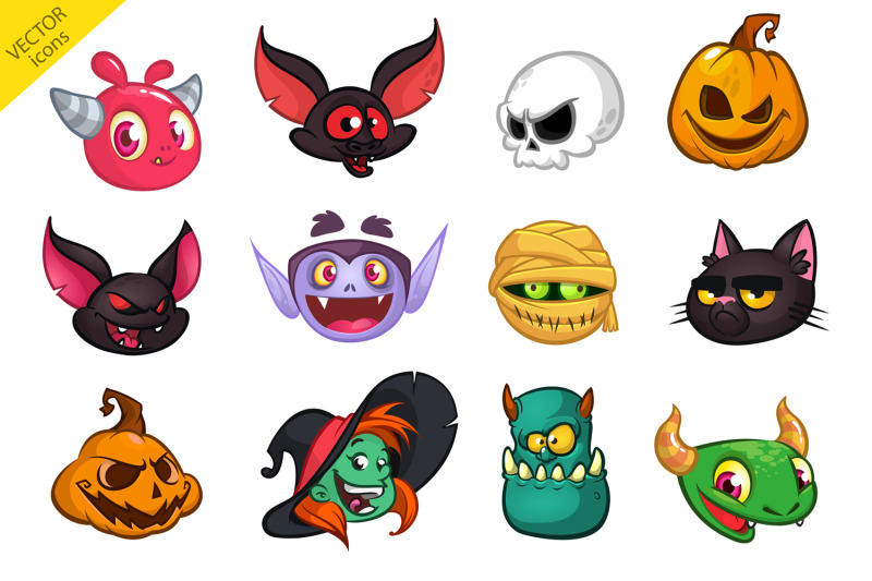 cartoon-halloween-characters-set-vector