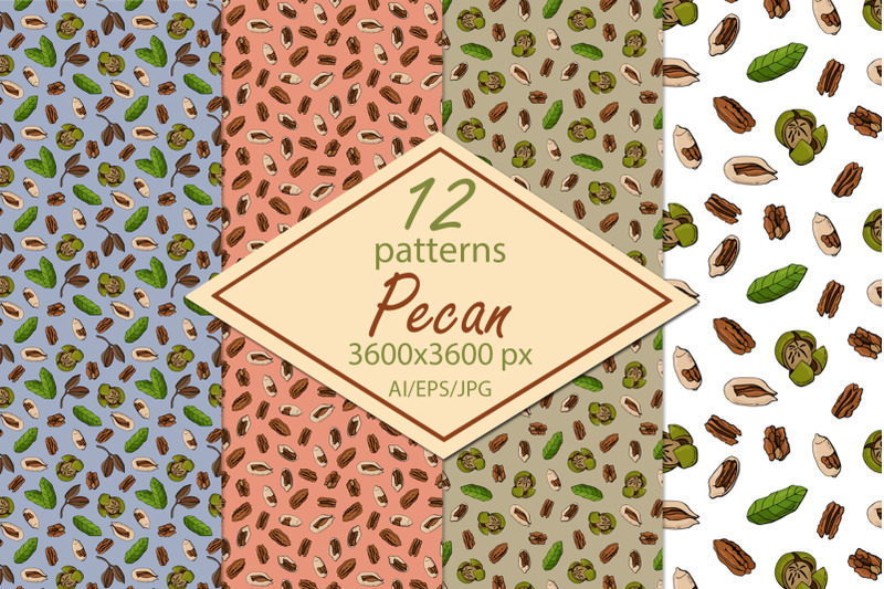 pecan-nut-paper-seamless-patterns