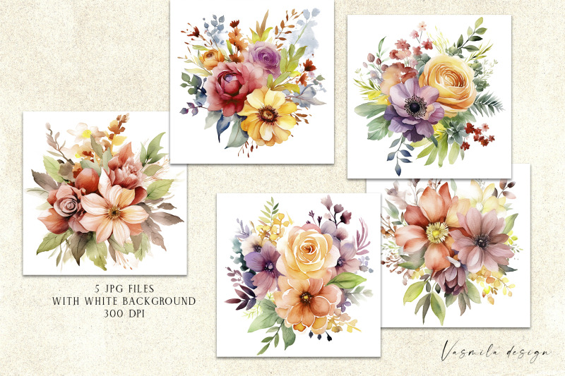 watercolor-garden-flower-bouquets