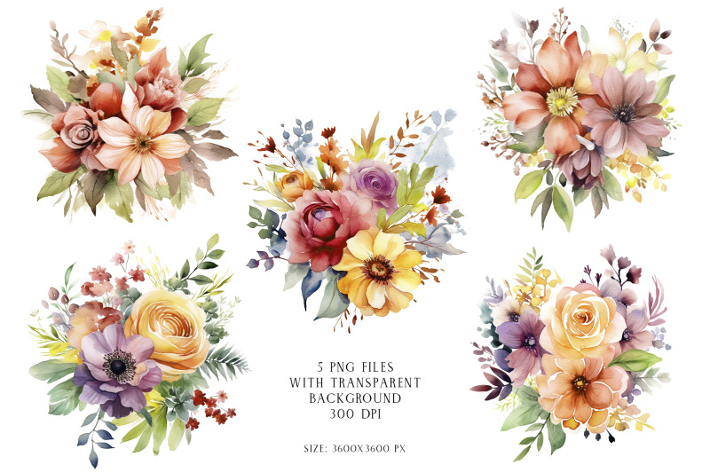 watercolor-garden-flower-bouquets