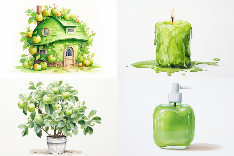 apple-fruit-watercolor-collection