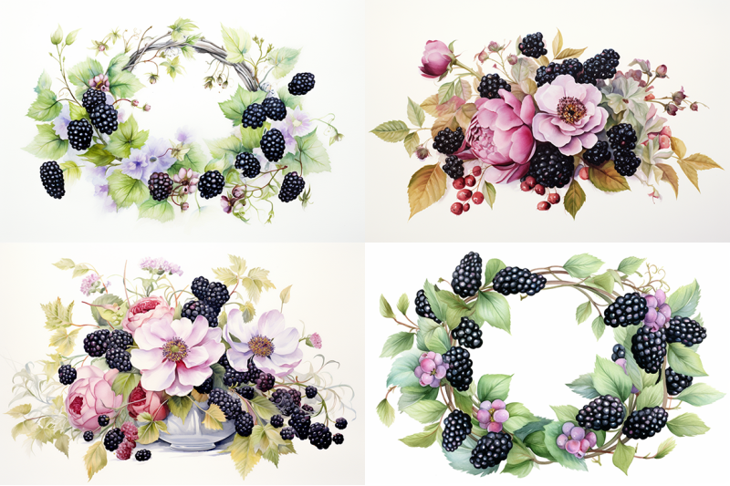 blackberry-fruit-watercolor-collection