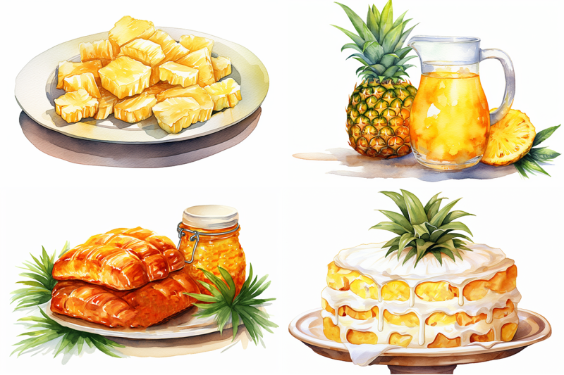 pineapple-fruit-watercolor-collection