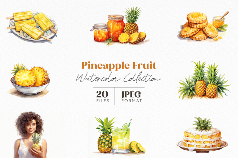 pineapple-fruit-watercolor-collection