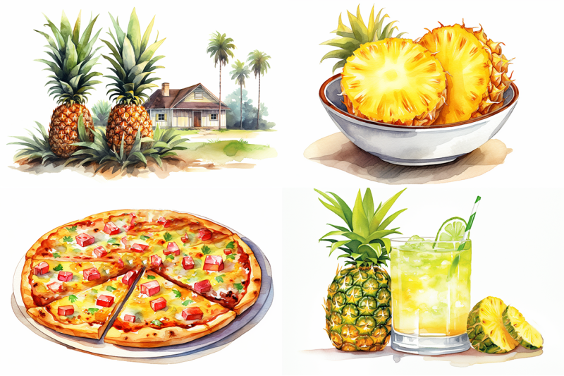 pineapple-fruit-watercolor-collection