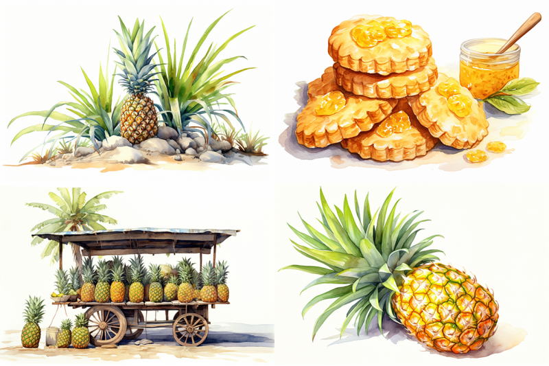 pineapple-fruit-watercolor-collection