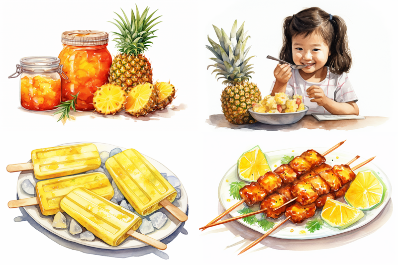 pineapple-fruit-watercolor-collection