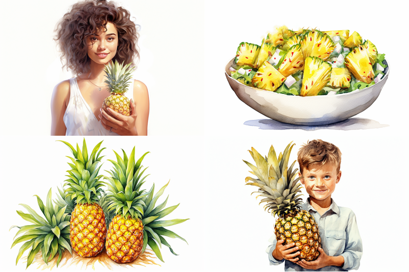 pineapple-fruit-watercolor-collection