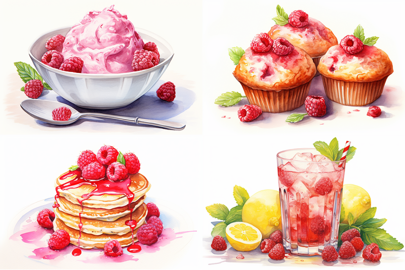 raspberry-fruit-watercolor-collection