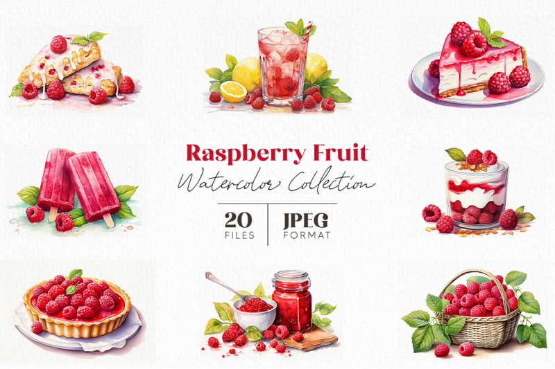 raspberry-fruit-watercolor-collection