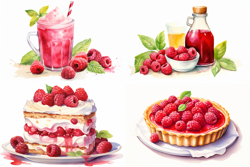 raspberry-fruit-watercolor-collection