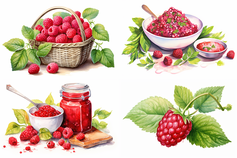 raspberry-fruit-watercolor-collection