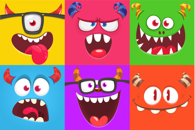 cartoon-happy-colorful-monsters-face-set