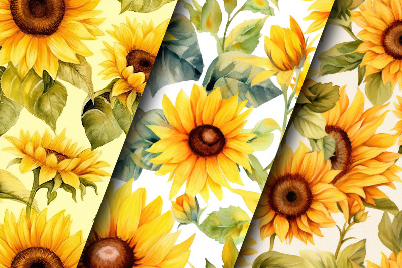 watercolor-sunflowers-seamless-pattern-digital-papers