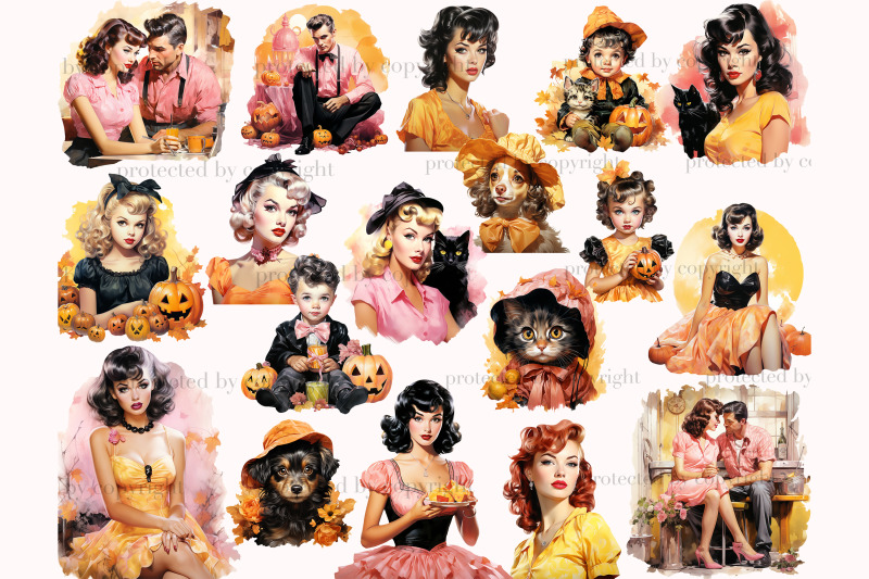 watercolor-retro-halloween-clipart-pumpkin-illustation-png