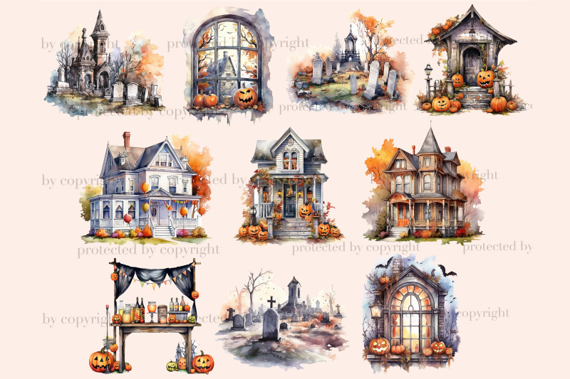 haunted-house-scene-trick-or-treat-clipart