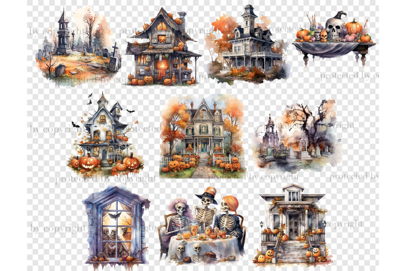 haunted-house-scene-trick-or-treat-clipart