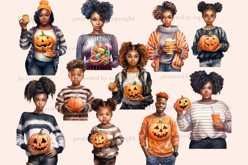 halloween-illustrations-bundle-autumn-black-girl-clipart