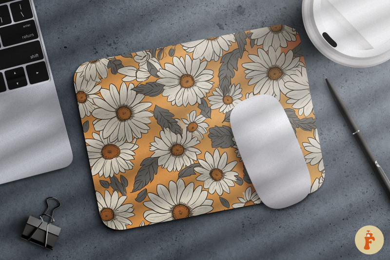 vintage-daisy-flower-mouse-pad-bundle