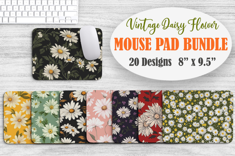 vintage-daisy-flower-mouse-pad-bundle