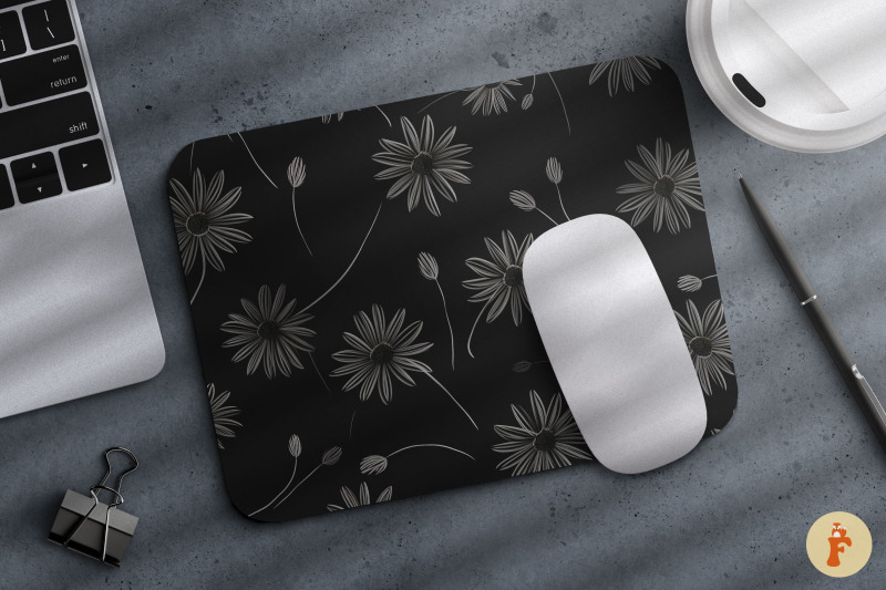 white-daisies-petal-outline-mouse-pad