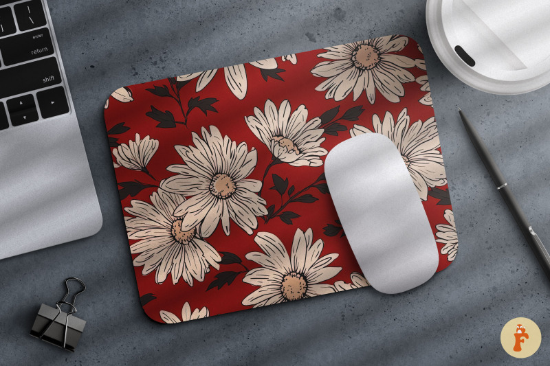 daisy-on-red-background-mouse-pad