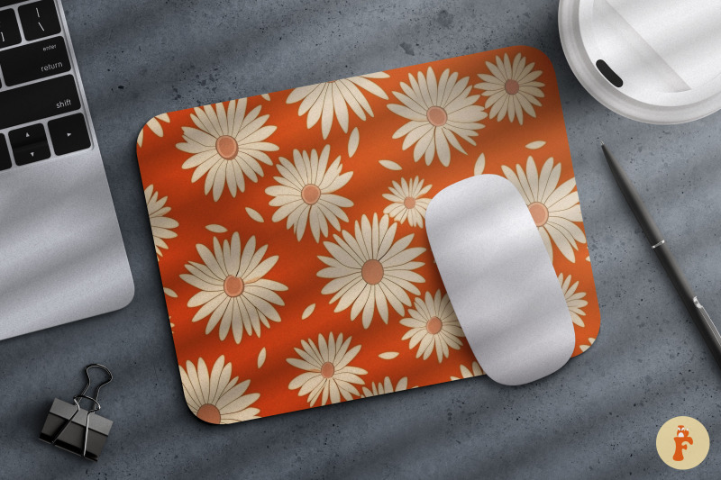 daisy-on-orange-background-mouse-pad