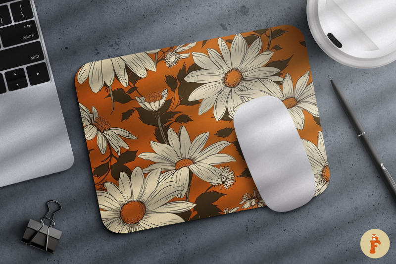 daisies-and-leaves-mouse-pad-design