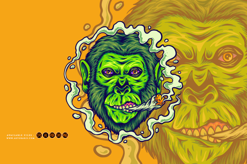 gorilla-king-puffs-weed-joint-cannabis-strains-illustrations