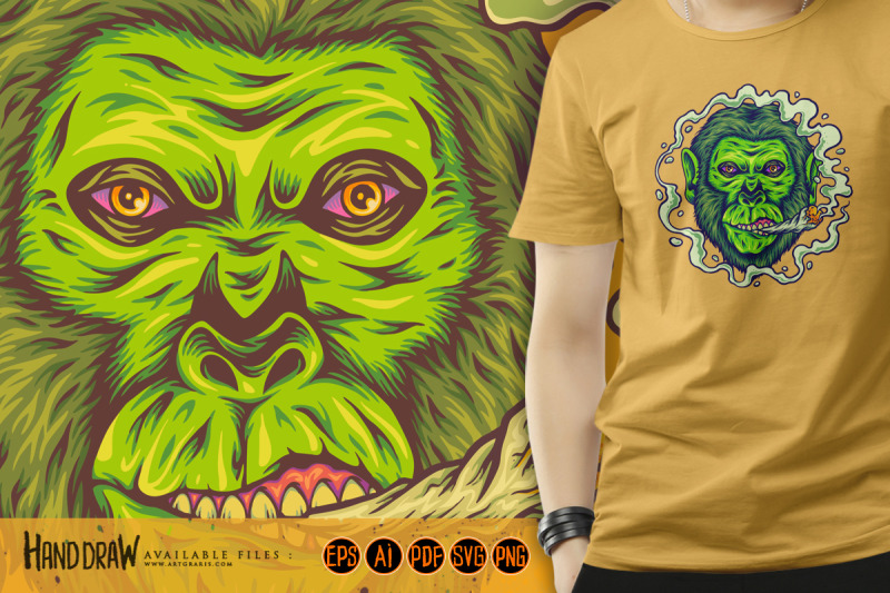 gorilla-king-puffs-weed-joint-cannabis-strains-illustrations