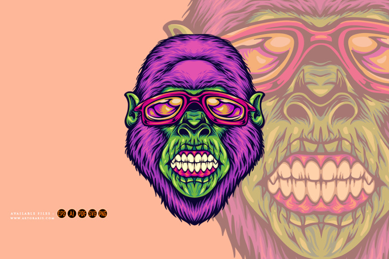 gorilla-head-sporting-sunglasses-eye-catching-illustrations