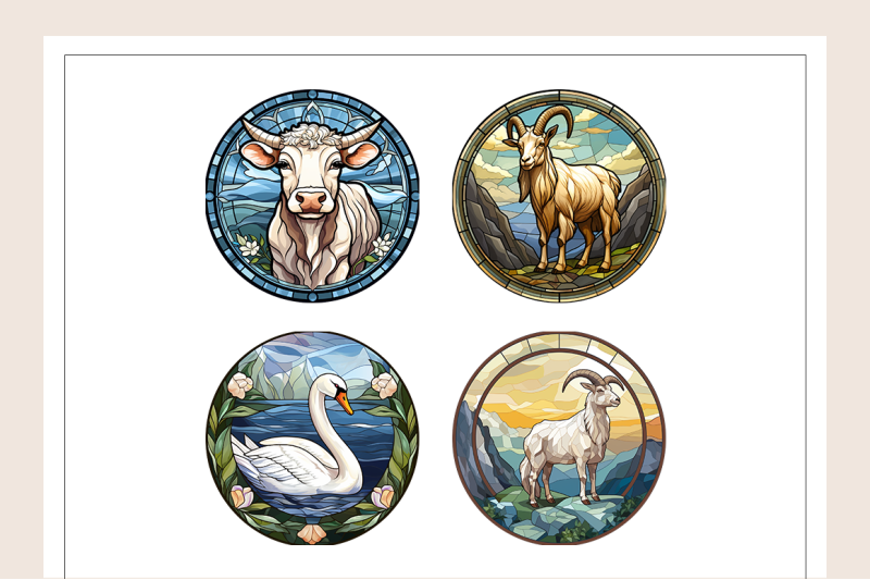 stained-glass-farm-animals-collection