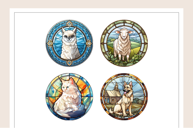 stained-glass-farm-animals-collection