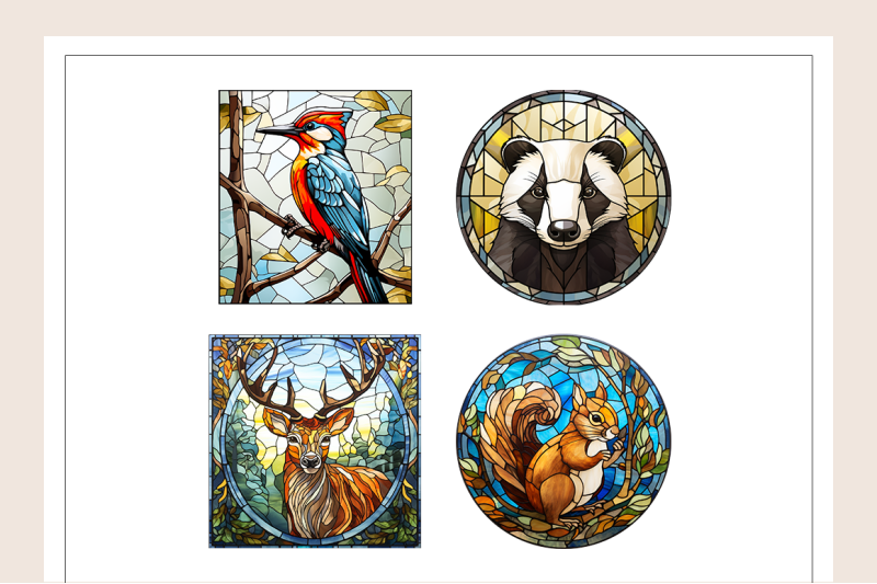stained-glass-woodland-animals-collection