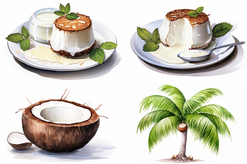coconut-fruit-watercolor-collection