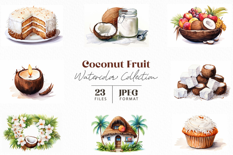 coconut-fruit-watercolor-collection