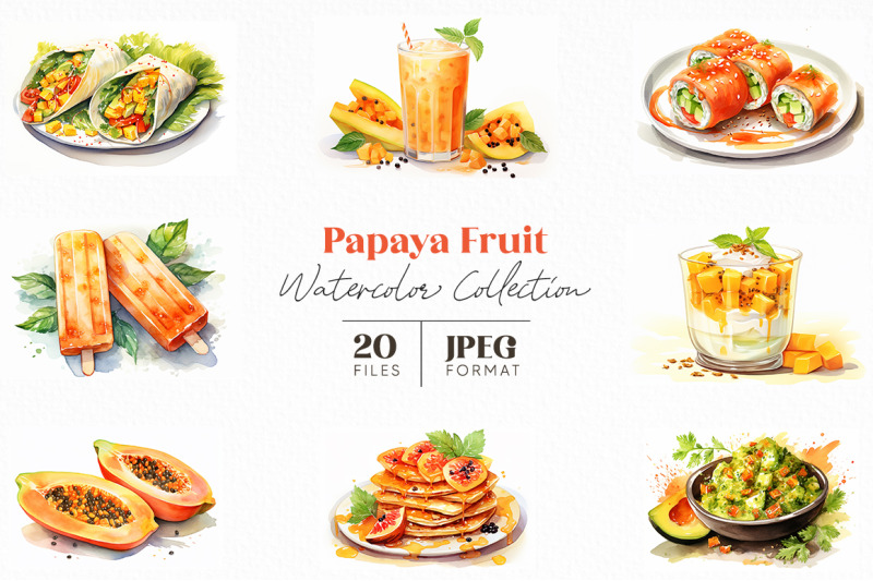 papaya-fruit-watercolor-collection
