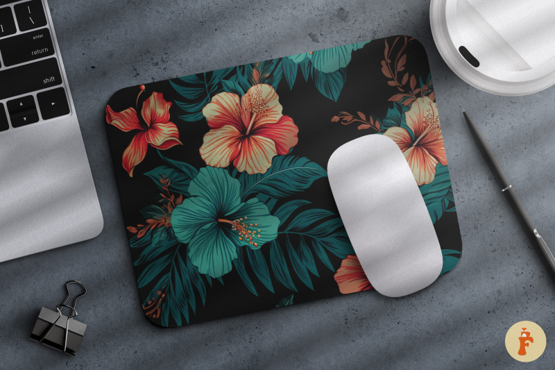 tropical-blue-floral-mouse-pad