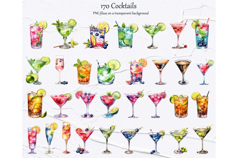 cocktail-clipart-cocktails-watercolor-bundle-alcohol-drinks-clipart