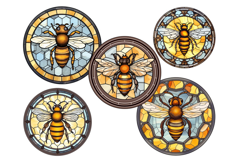 honey-bees-png-stained-glass-clipart