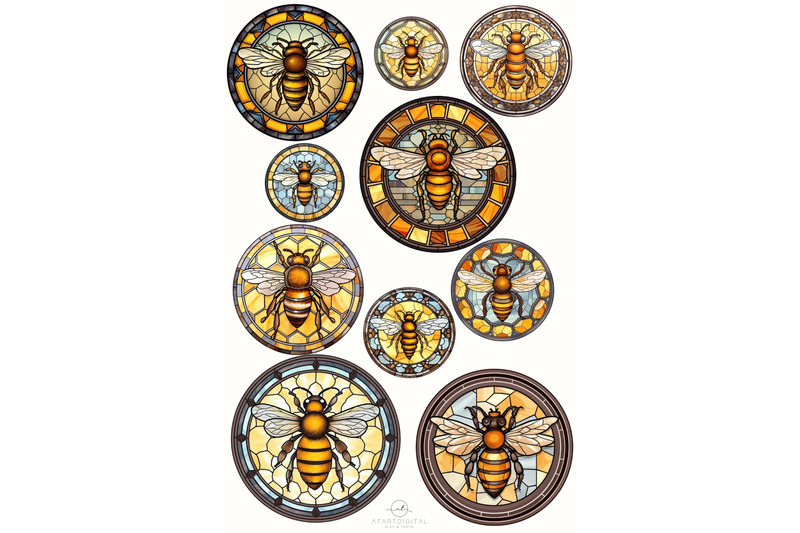 honey-bees-png-stained-glass-clipart