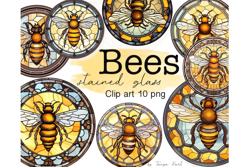 honey-bees-png-stained-glass-clipart