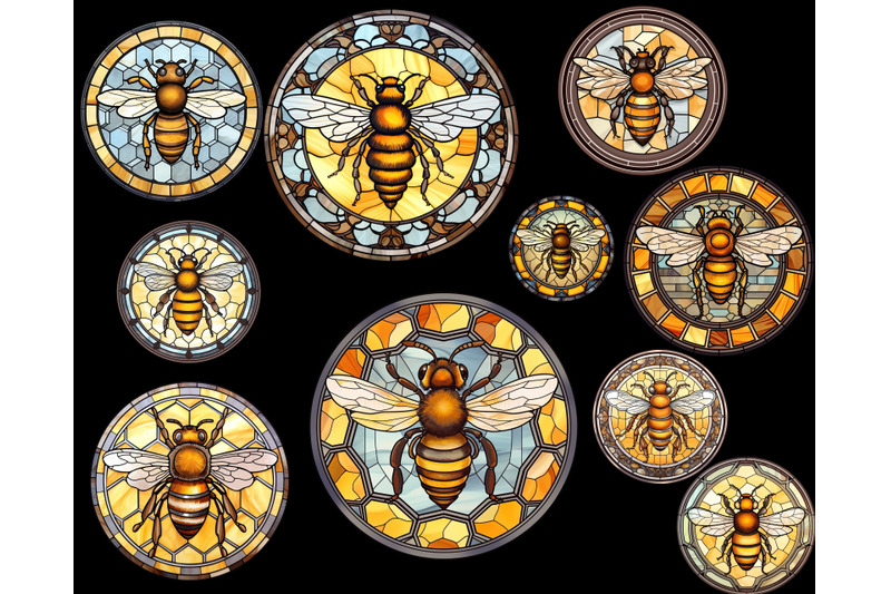 honey-bees-png-stained-glass-clipart