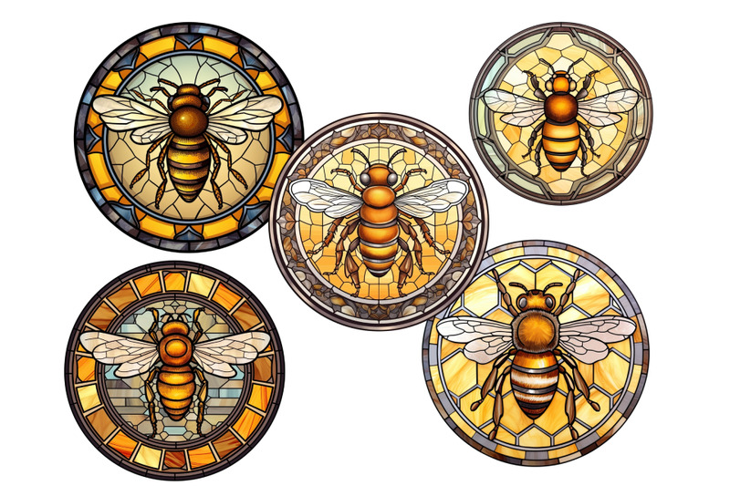 honey-bees-png-stained-glass-clipart