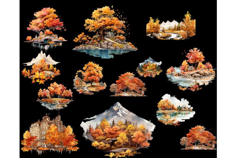 watercolor-autumn-fall-landscape-png-clipart