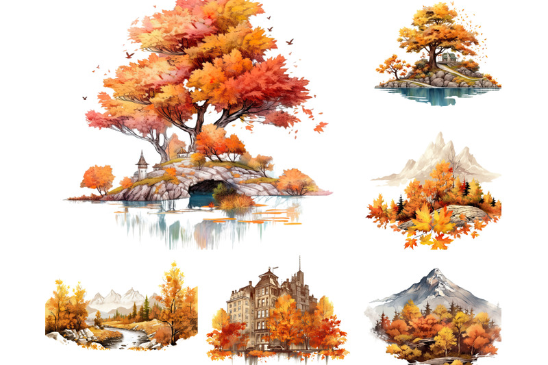 watercolor-autumn-fall-landscape-png-clipart