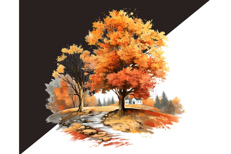 watercolor-autumn-fall-landscape-png-clipart