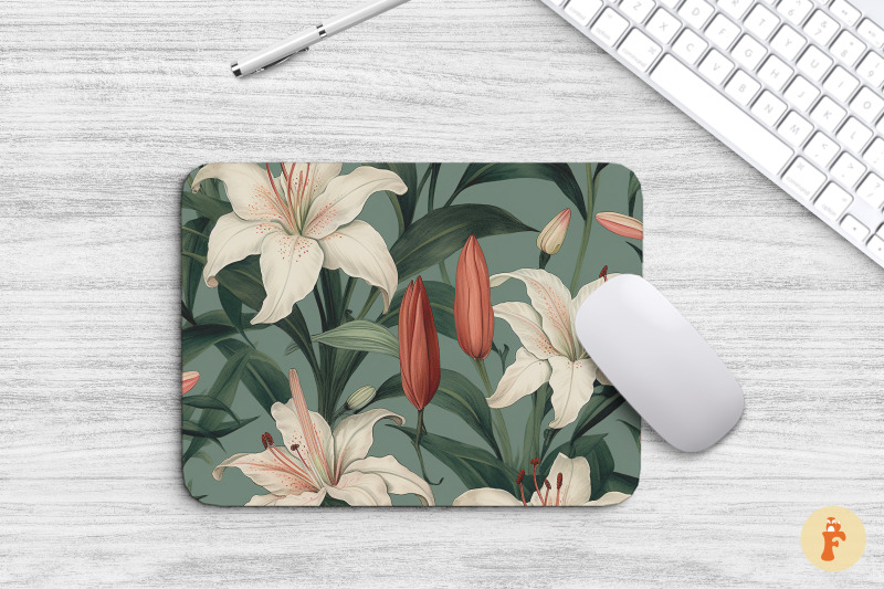 vintage-lily-flowers-mouse-pad