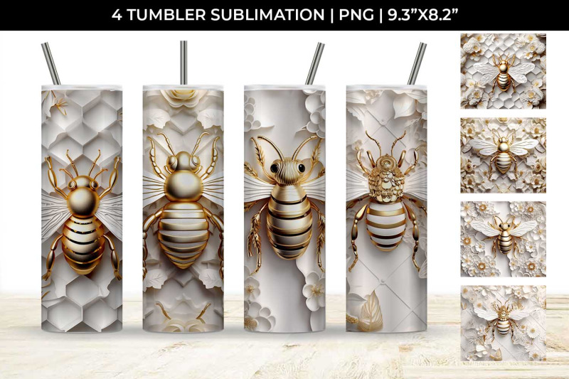 20-oz-skinny-tumbler-wrap-with-3d-bee-sublimation-bundle